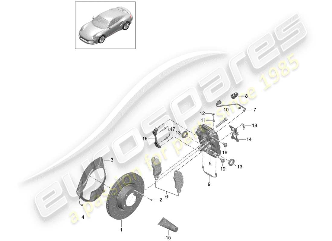 porsche 2015 (991-1 turbo) disc brakes part diagram