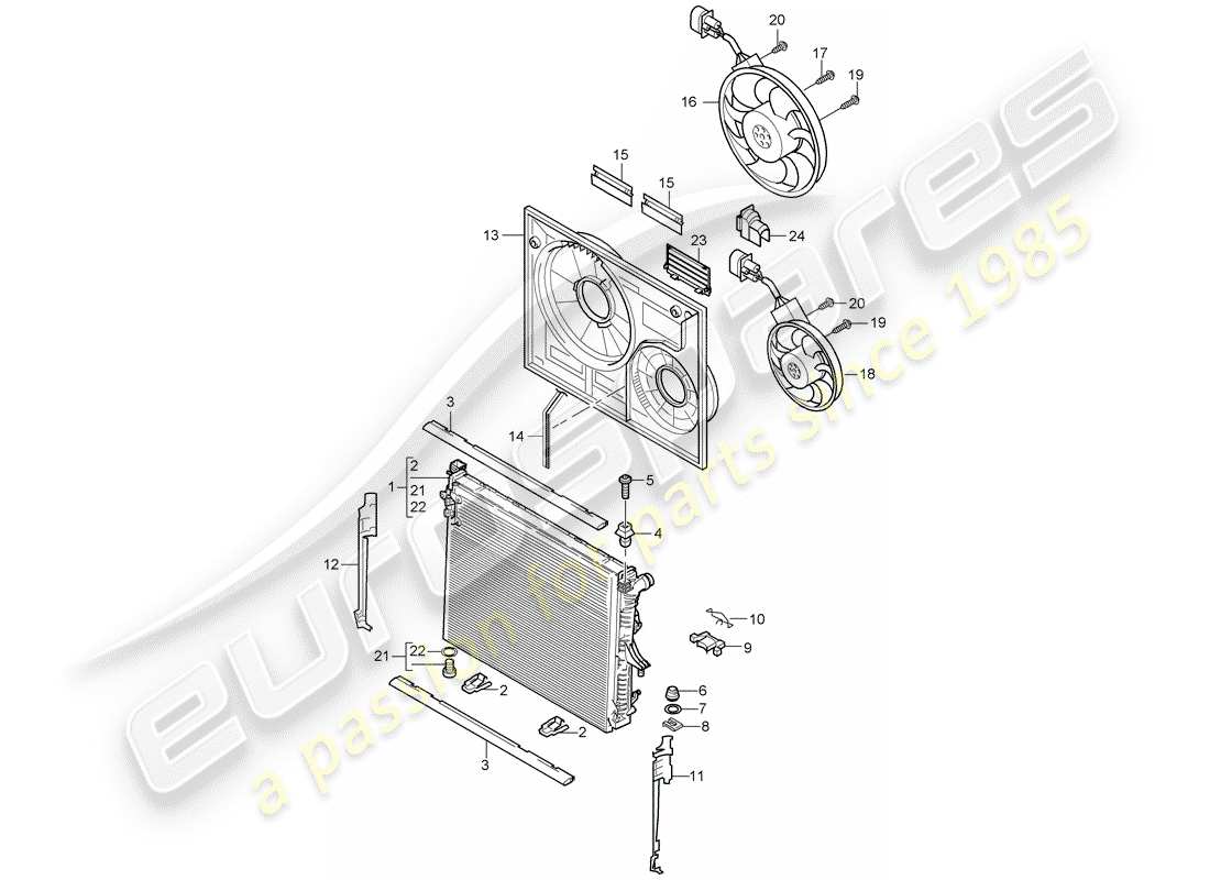 porsche 2003 (cayenne e1 9pa) water cooling part diagram