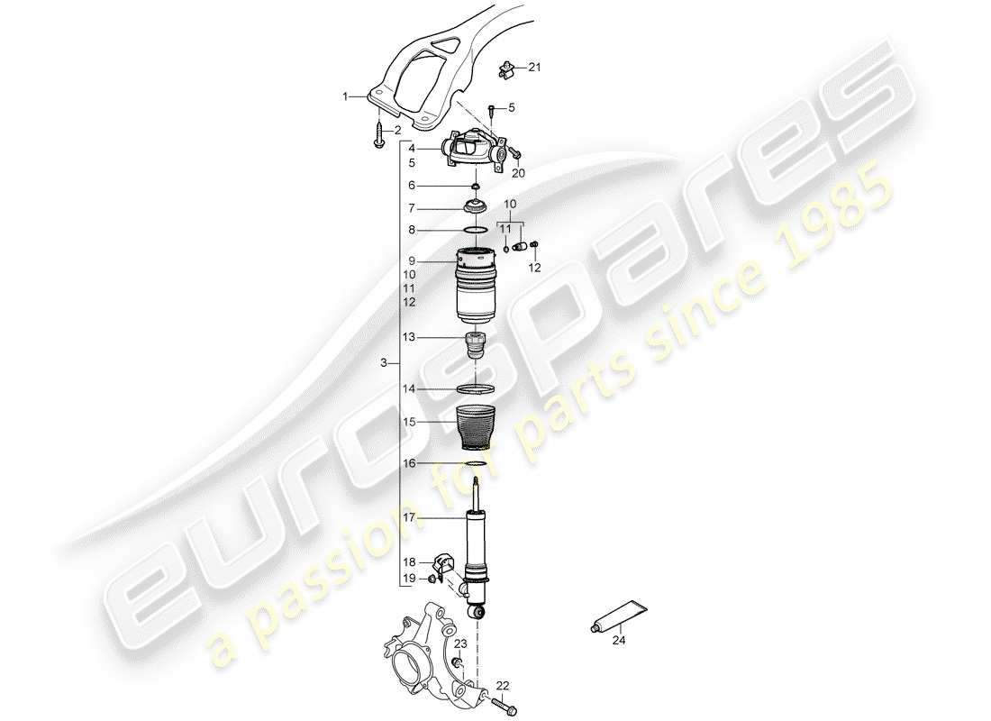 porsche 2003 (cayenne e1 9pa) shock absorber part diagram