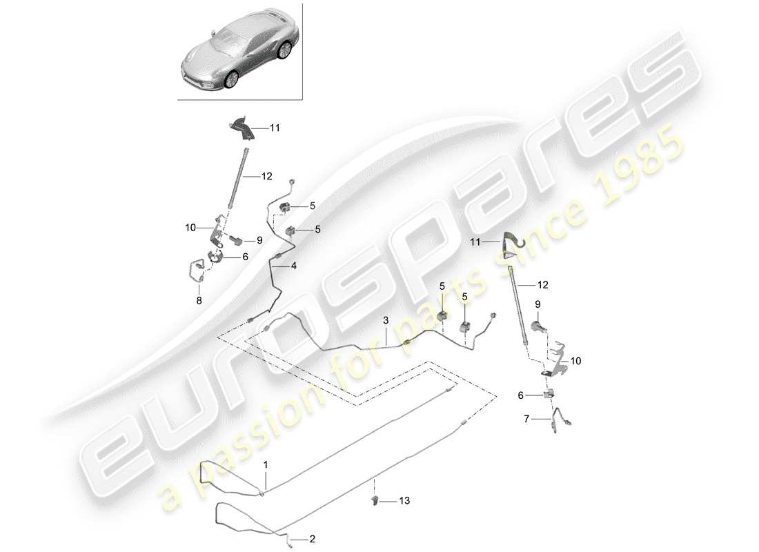porsche 2020 (991-2 turbo) brake line part diagram
