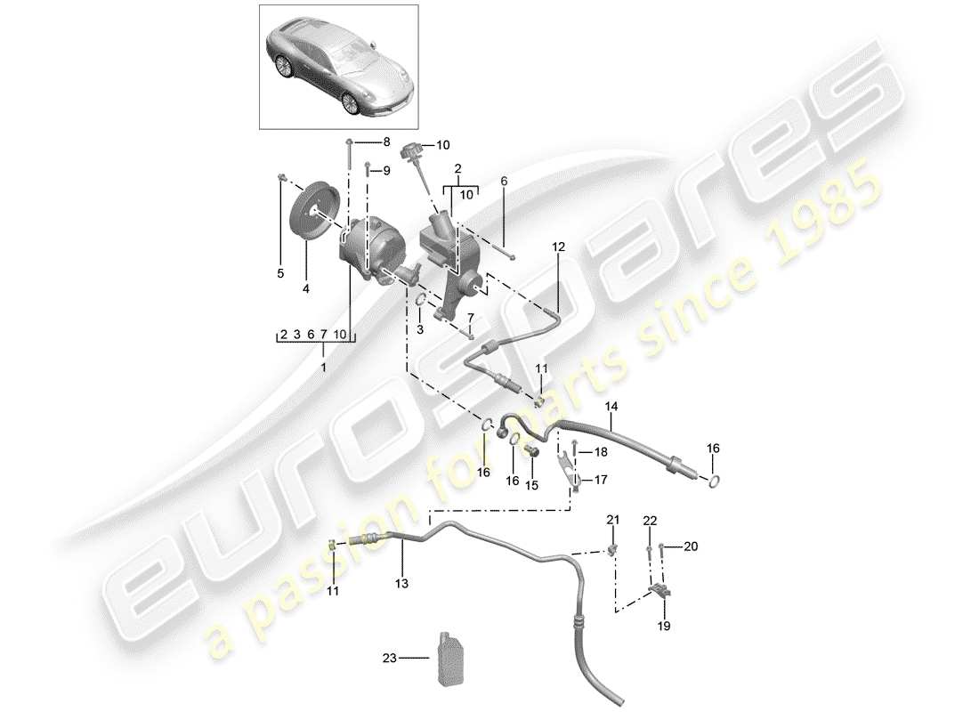 porsche 991 gen. 2 (2019) hydraulic line part diagram