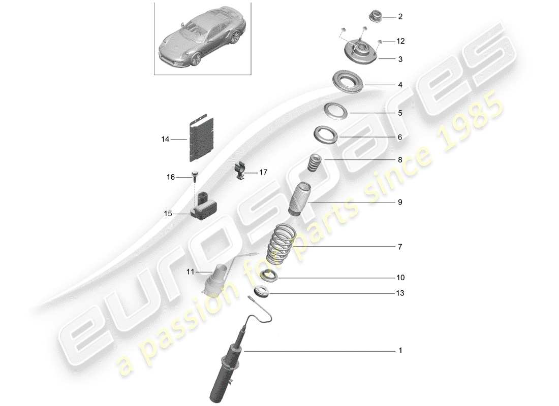 porsche 991 turbo (2016) suspension part diagram