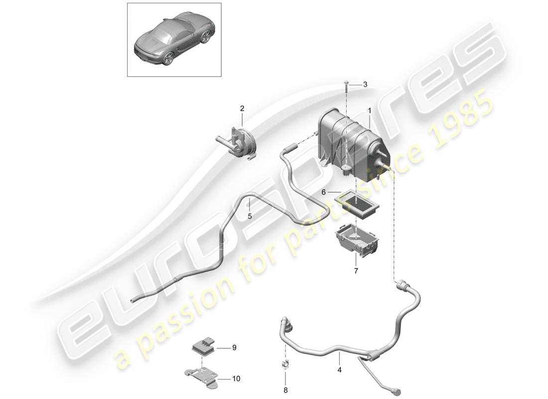 porsche 2012 (981 boxster) evaporative emission canister parts diagram