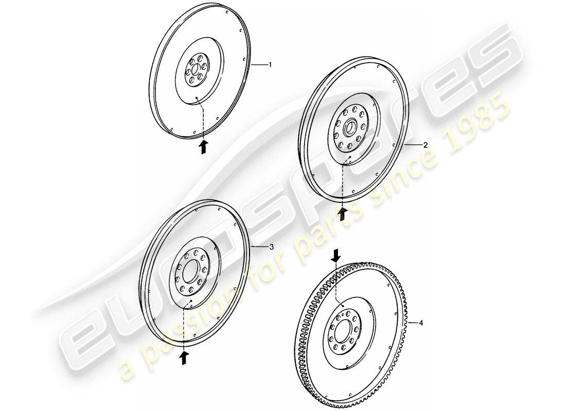 porsche 2008 (refurbished and exchange catalogue) flywheel part diagram