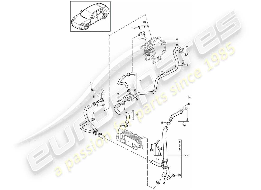 porsche 2013 (panamera 970) water cooling part diagram
