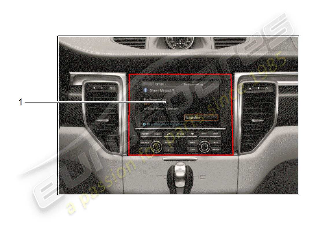 porsche 2019 (tequipment macan) mobile phone part diagram