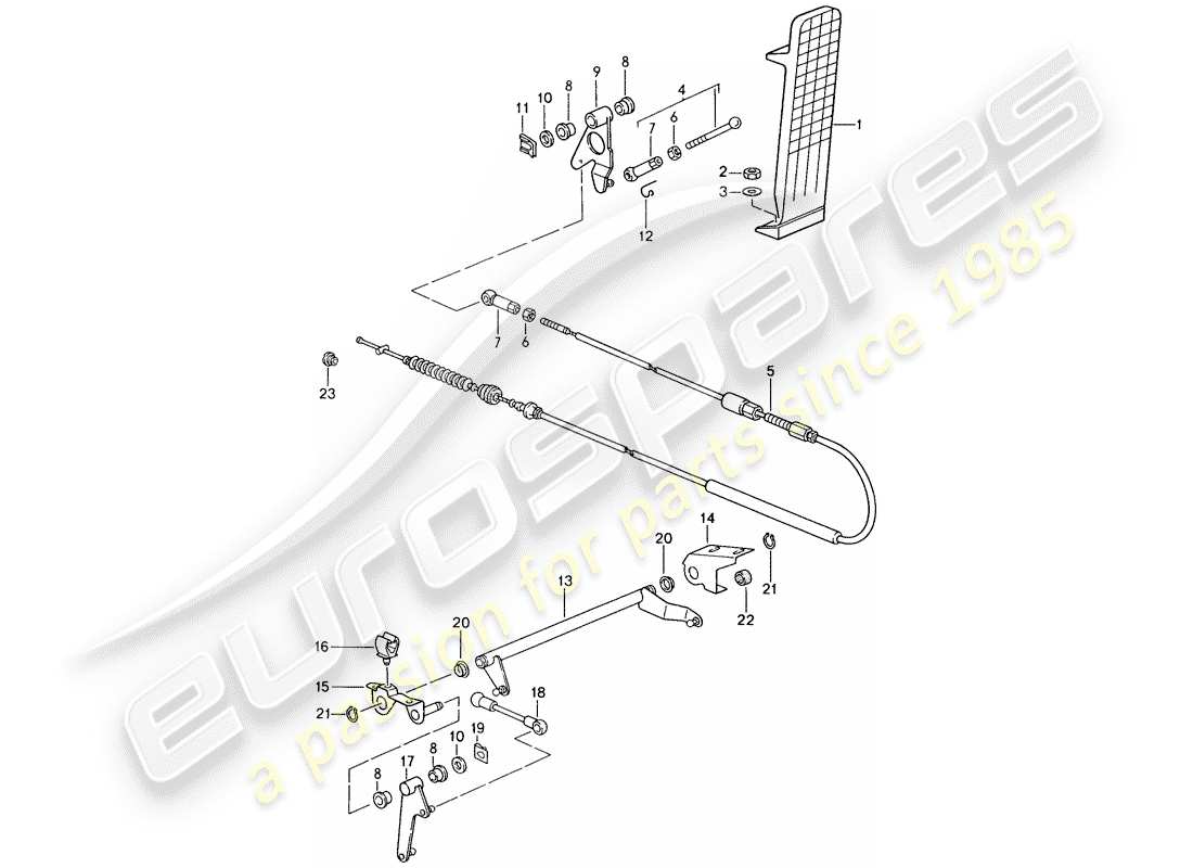 porsche 1998 (993) pedals - throttle control parts diagram