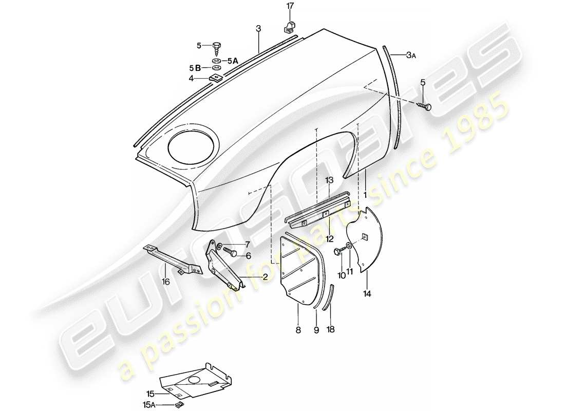 porsche 1978 (928) fender part diagram