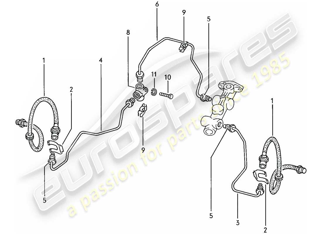 porsche 1978 (924) brake lines part diagram
