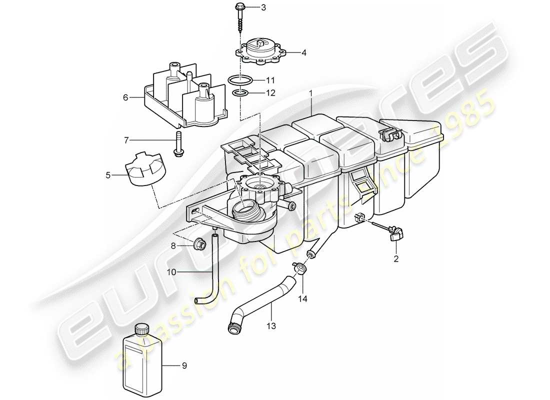 porsche 2008 (997-1 turbo / gt2) water cooling 4 part diagram