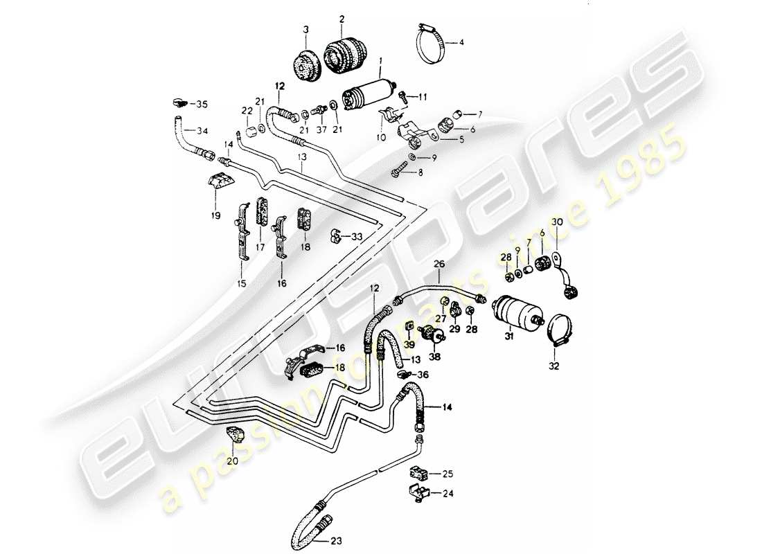 porsche 1993 (964) fuel system parts diagram