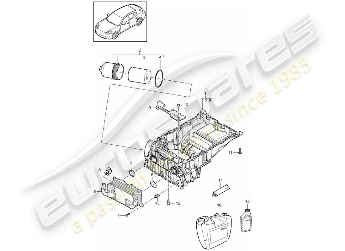 porsche panamera 970 (2016) oil-conducting housing parts diagram