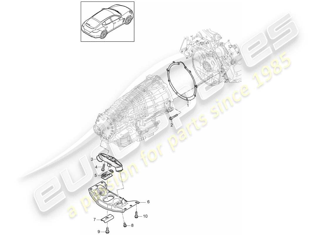 porsche panamera 970 (2014) mounting parts for engine and part diagram