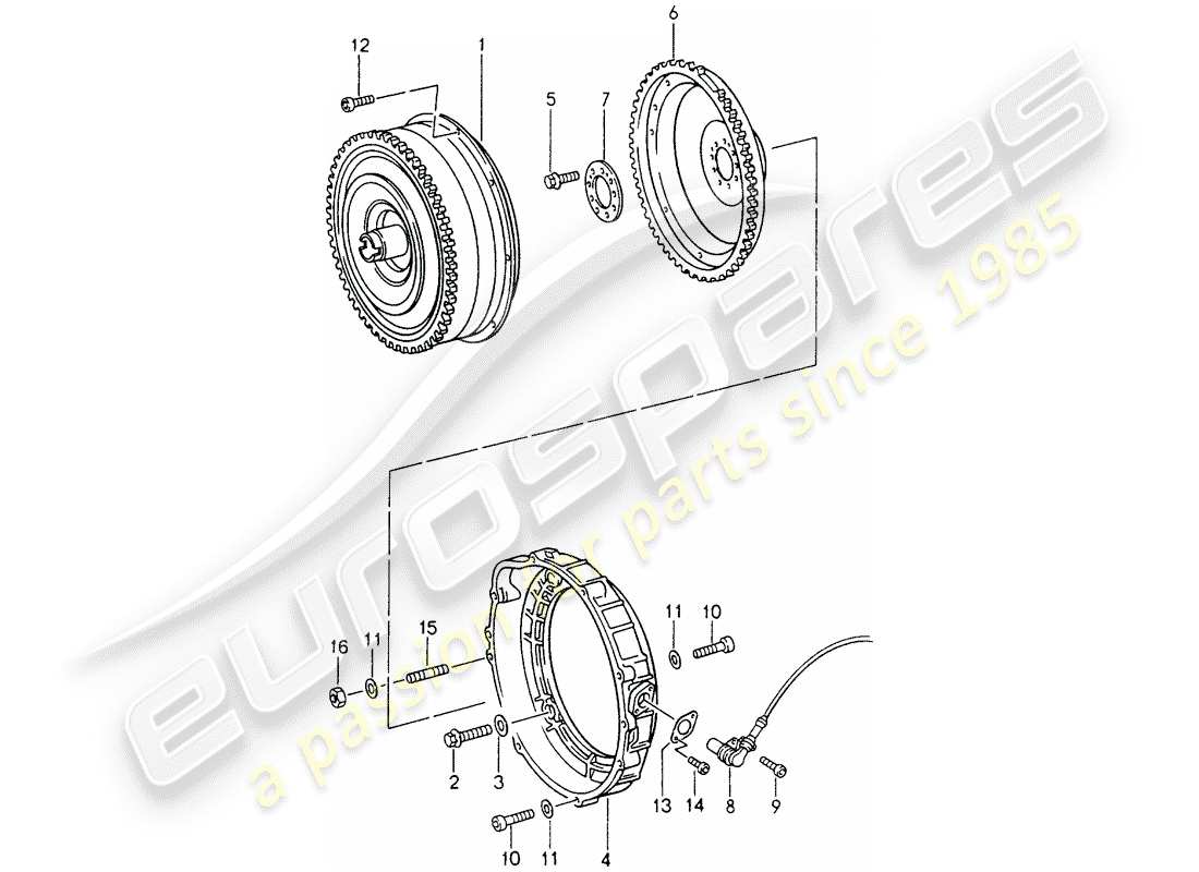porsche 1997 (993) tiptronic - torque converter part diagram