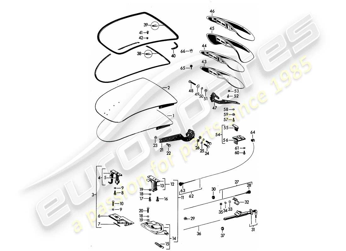 porsche 1964 (356b/356c) cover - - and - with installation parts - to fit use workshop material part diagram