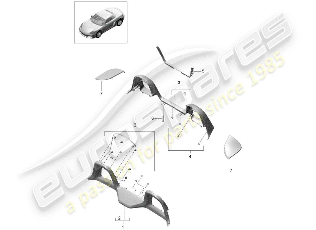 porsche 2018 (718 boxster) trims part diagram