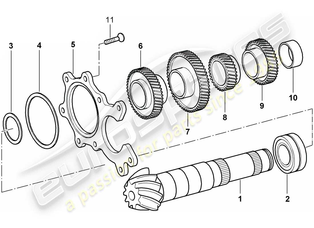 porsche 2002 (996) gears and shafts part diagram