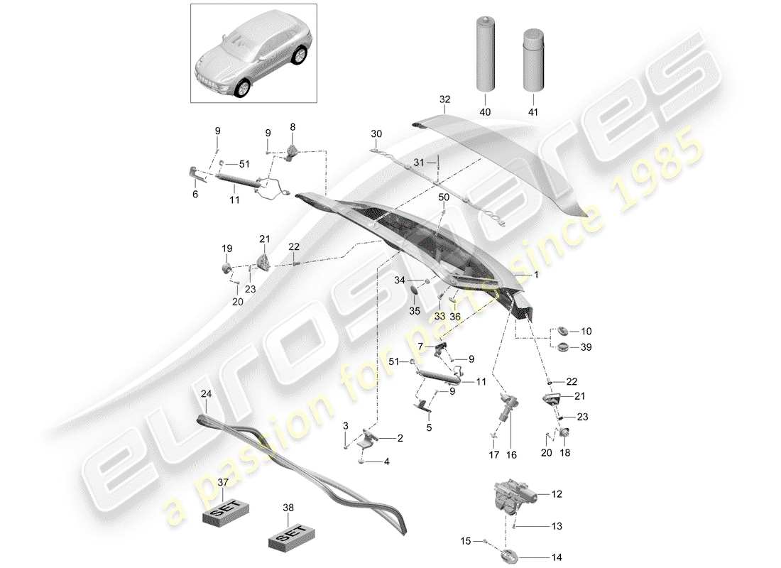 porsche 2015 (macan) rear trunk lid part diagram