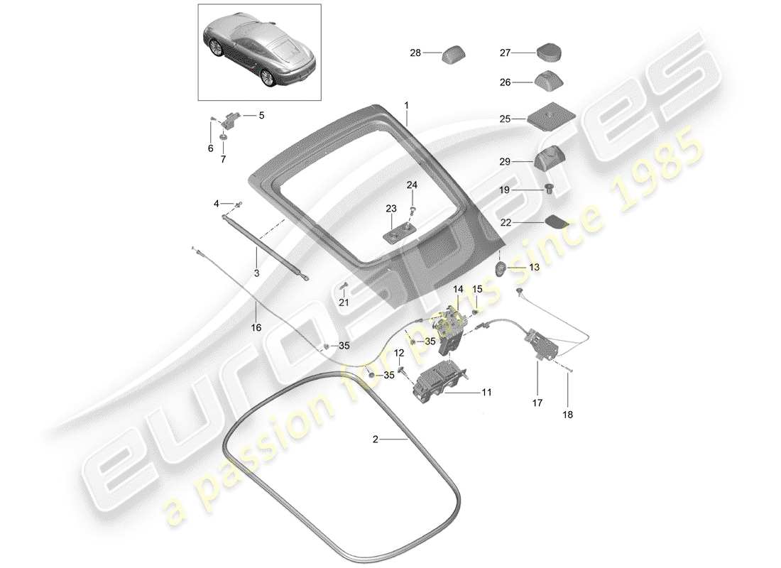 porsche 2016 (981 cayman) cover part diagram