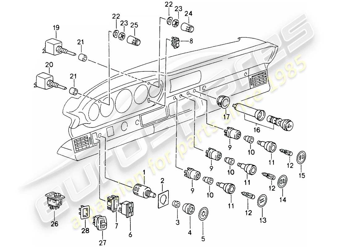 porsche 993 (1997) switch parts diagram