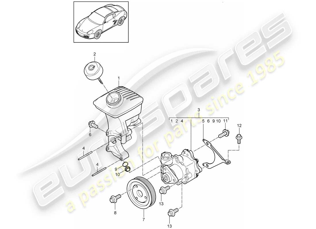 porsche 2011 (987 cayman) power steering part diagram