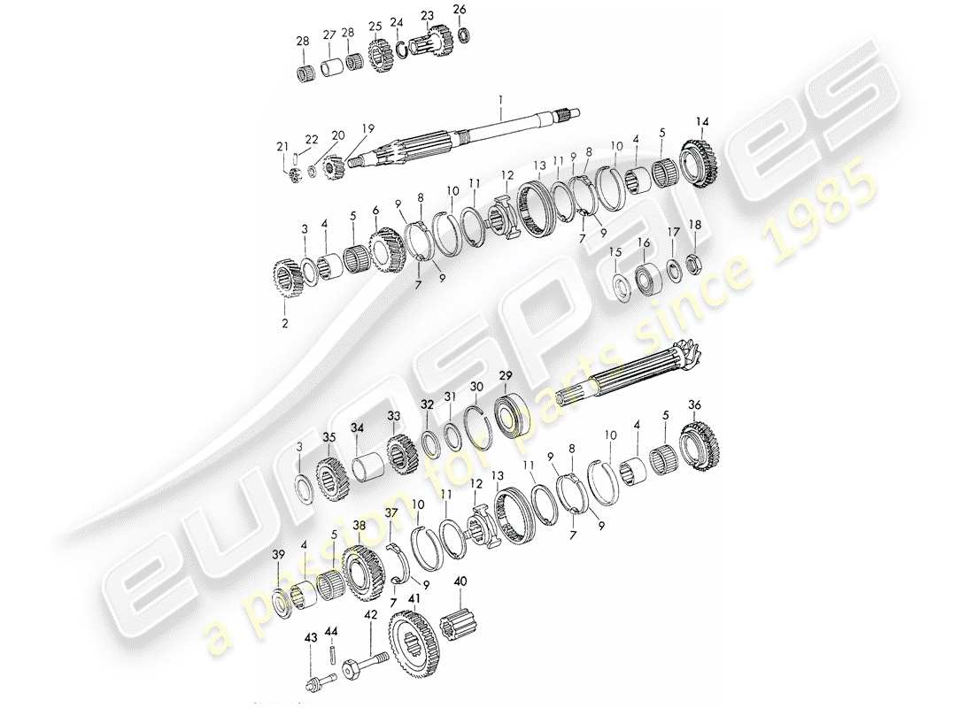 porsche 1972 (911) gears and shafts - sportomatic - - d >> - mj 1970 part diagram