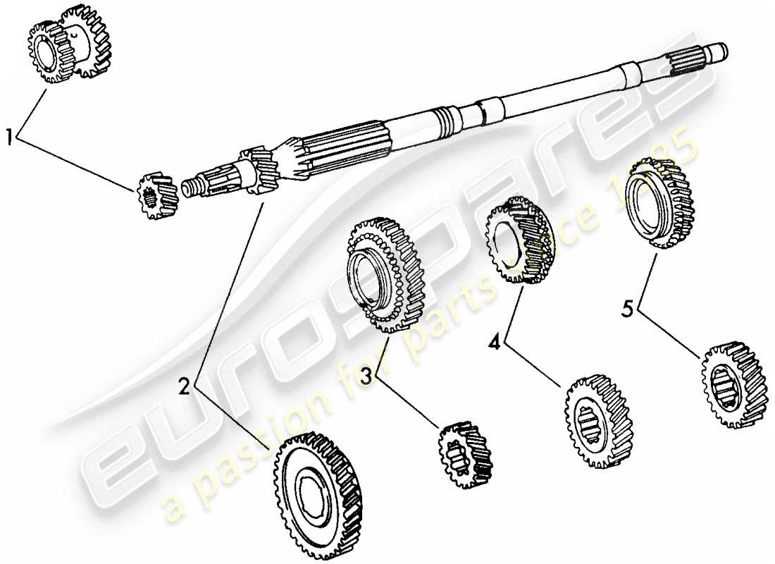 porsche 1972 (911) gear wheel sets - 4-speed - transmission - d - mj 1972>> part diagram