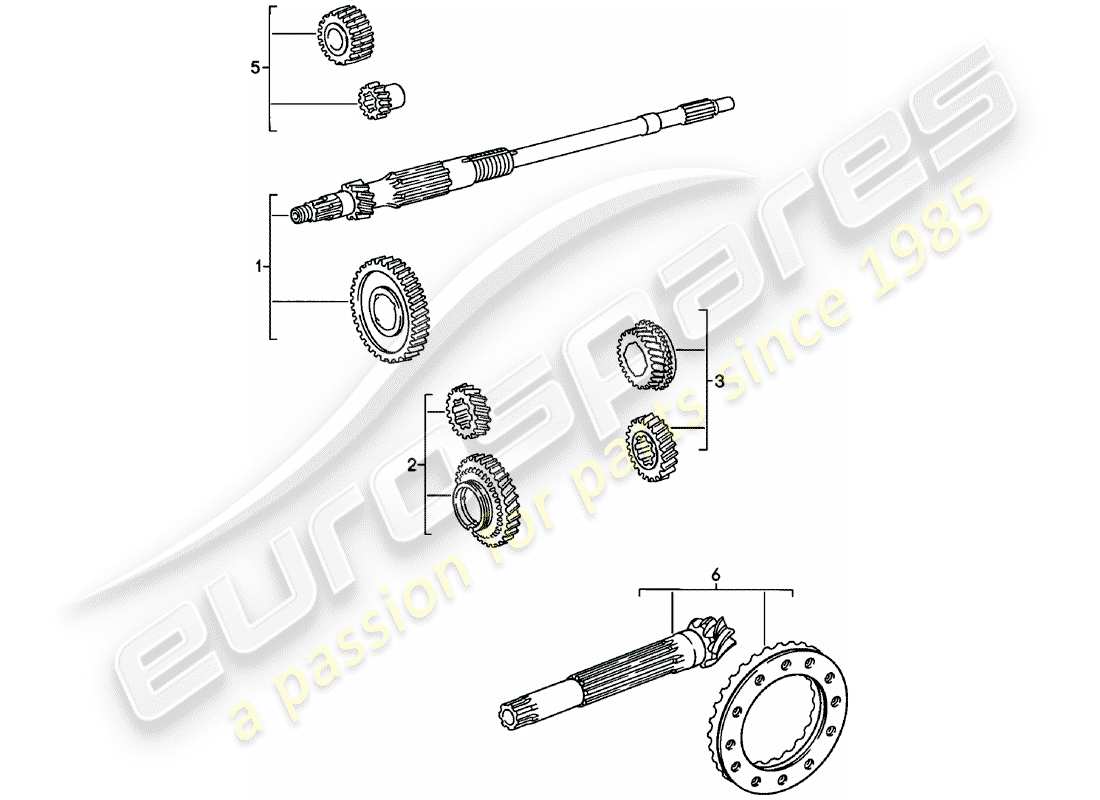 porsche 911 (1981) gear wheel sets - spm part diagram