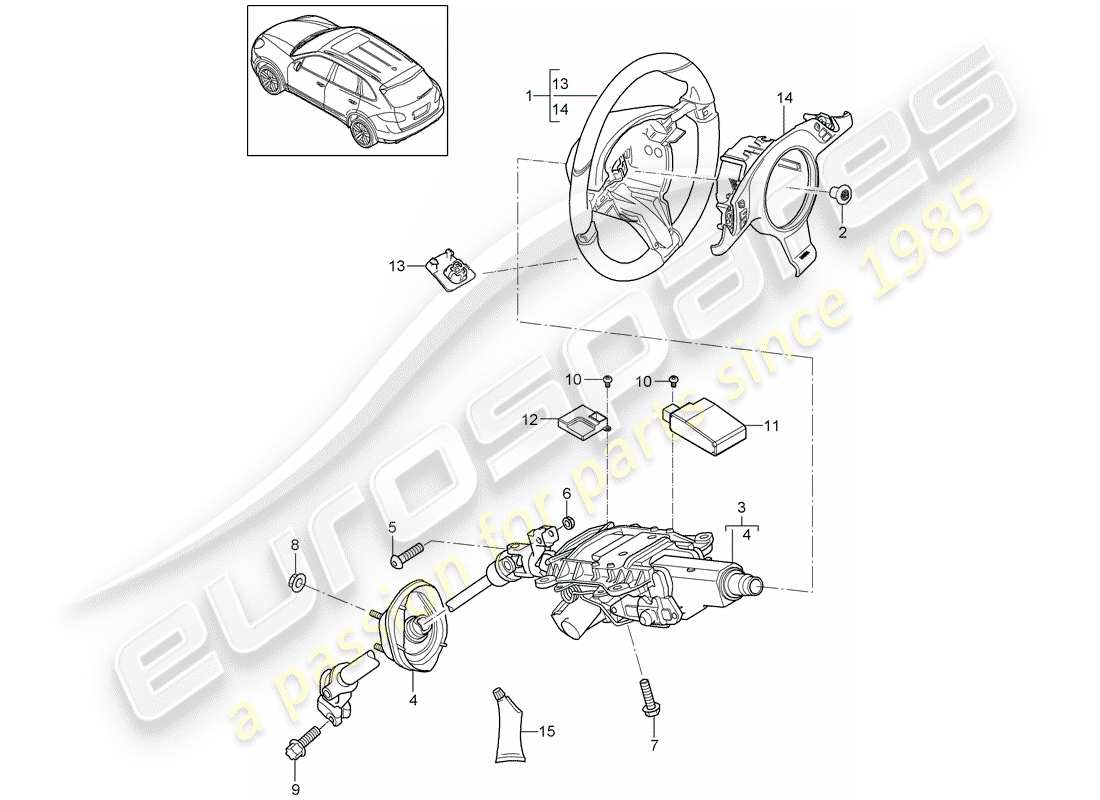 porsche cayenne e2 (2015) steering wheels parts diagram