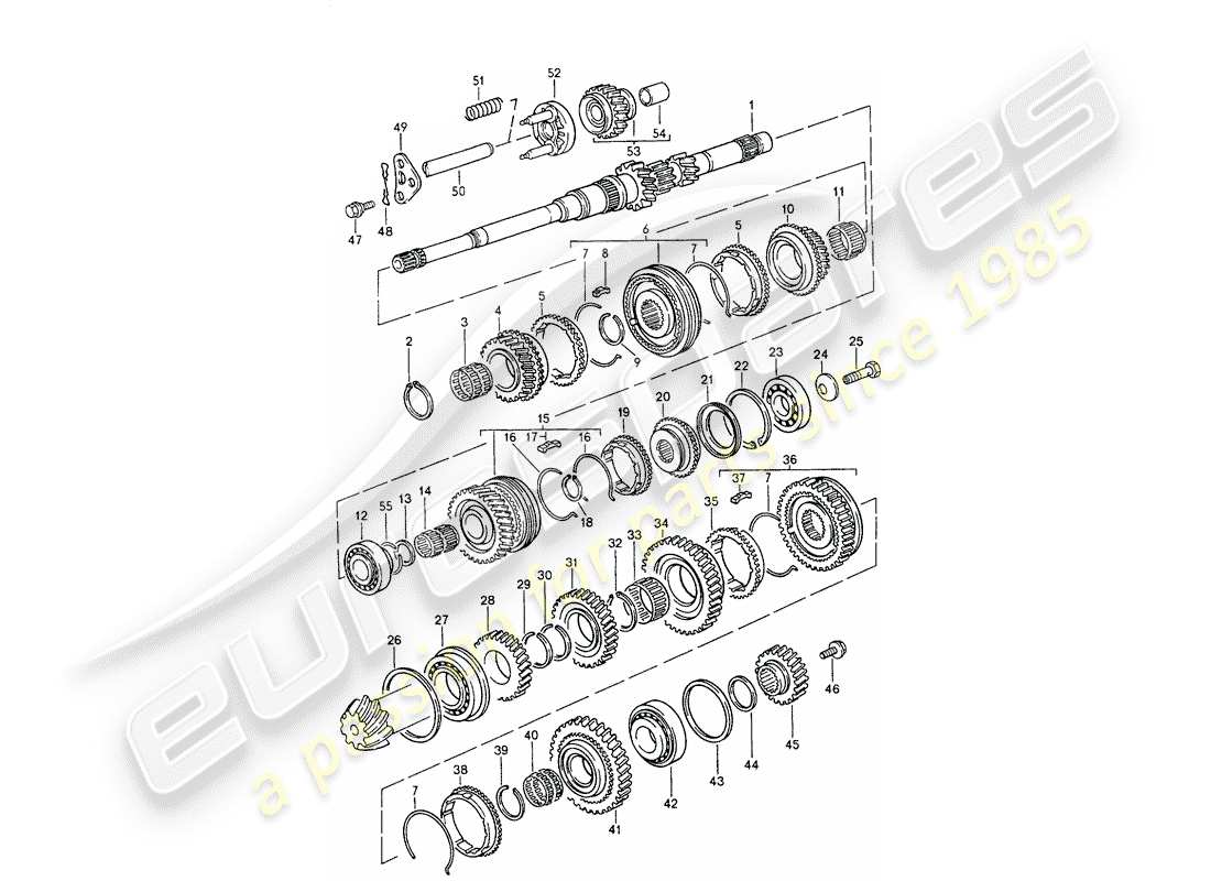 porsche 944 (1989) gears and shafts - for - manual gearbox parts diagram