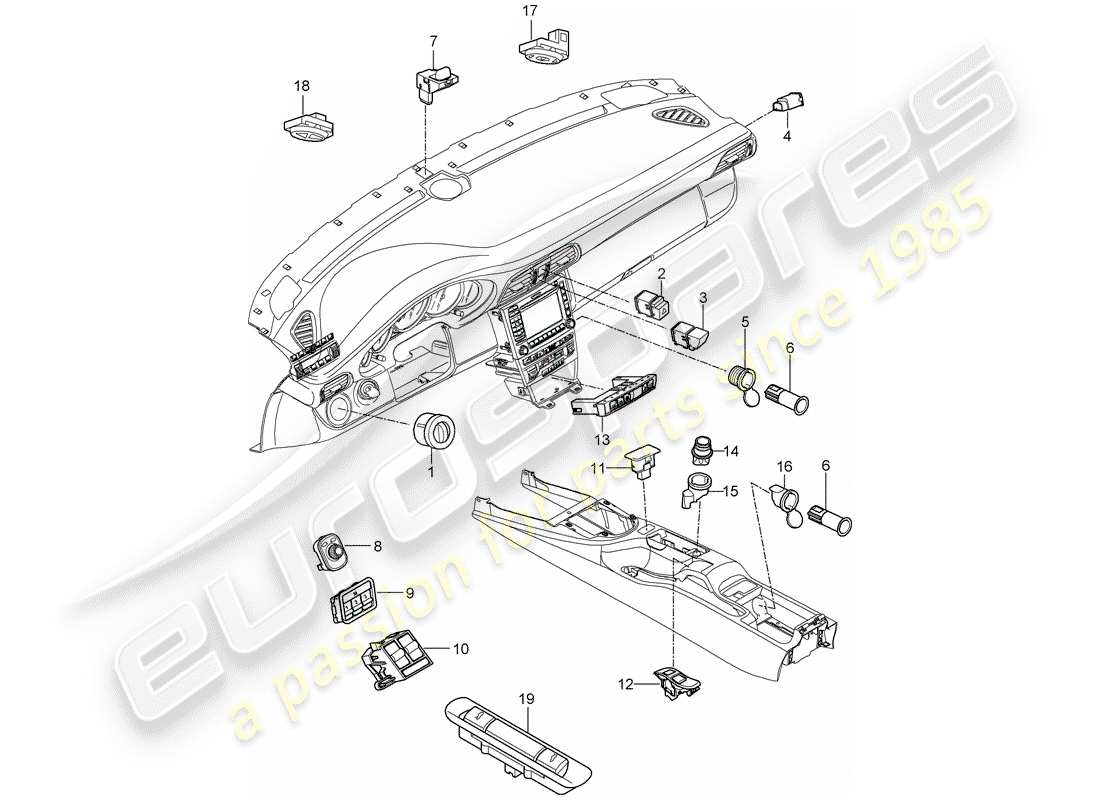 porsche 2009 (997-2) switch part diagram