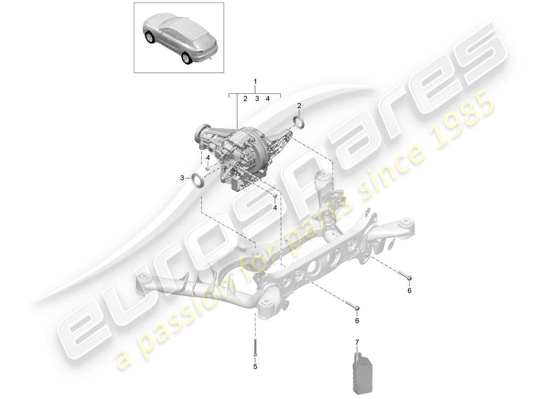 porsche 2015 (macan) rear axle differential part diagram