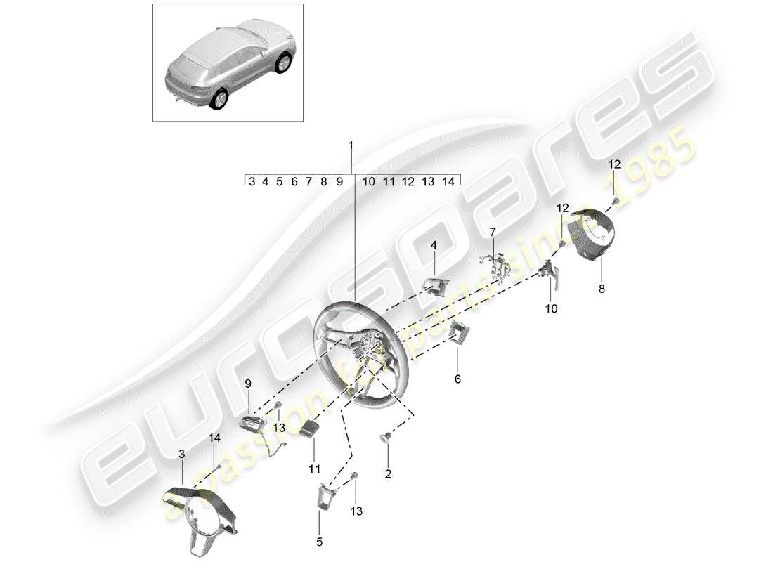 porsche 2015 (macan) steering wheel part diagram