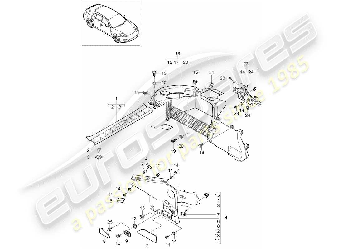 porsche 2014 (panamera 970) trims part diagram