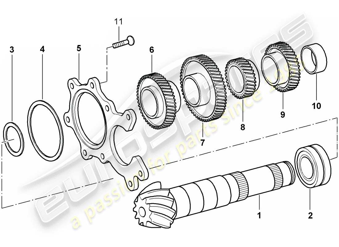 porsche 996 (2000) gears and shafts part diagram