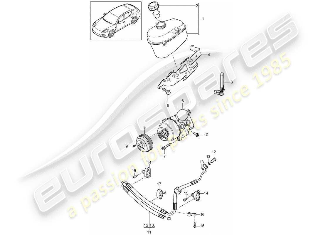 porsche 2014 (panamera 970) power steering part diagram