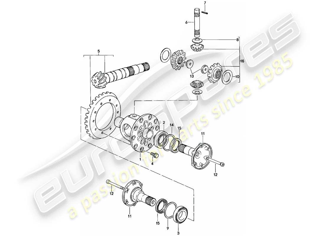 porsche 1982 (924) differential - manual gearbox - vq vr uv md - me mf mb mx - d - mj 1981>> part diagram