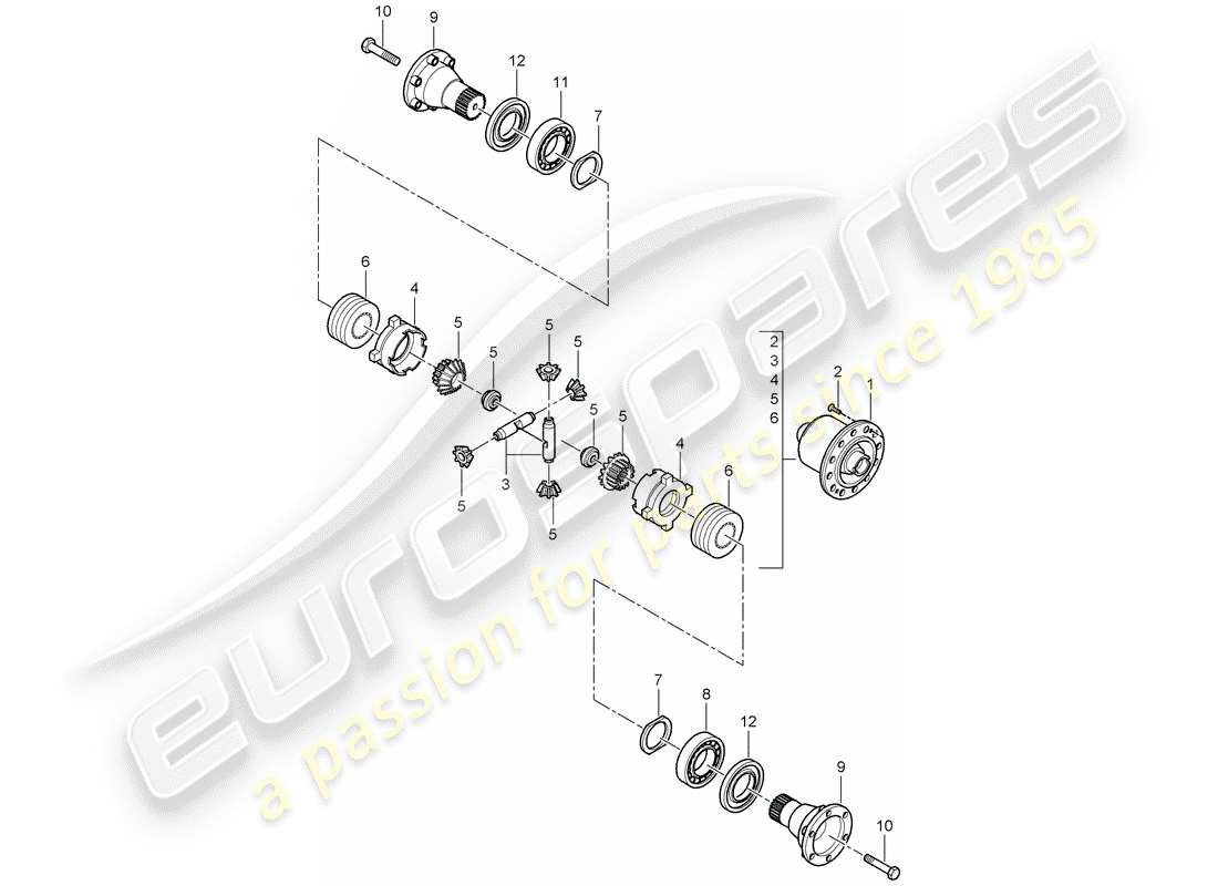 porsche 2007 (997-1 gt3) limited slip differential part diagram