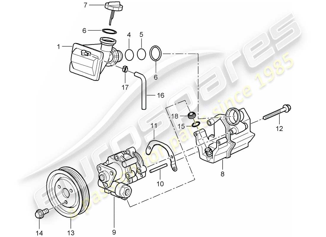 porsche 2008 (987 cayman) power steering part diagram