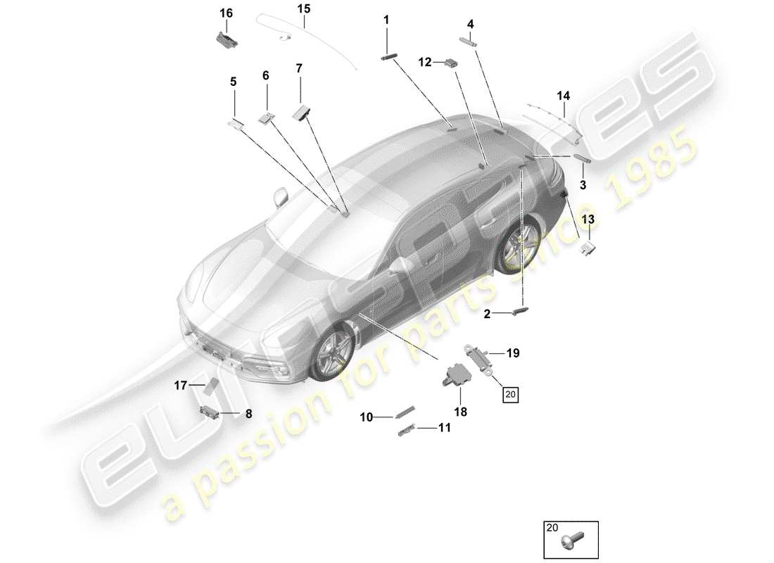 porsche 2017 (panamera 971-1) antenna booster part diagram
