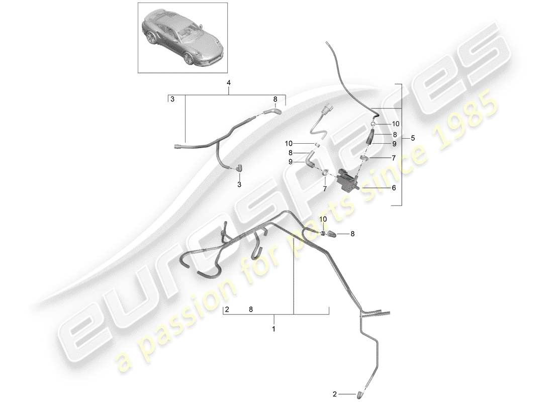 porsche 2019 (991-2 turbo) vacuum system part diagram