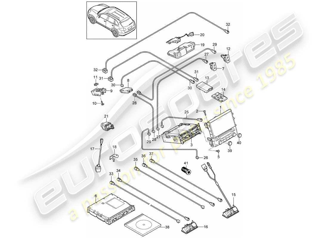 porsche 2016 (cayenne e2 92a) operating unit part diagram