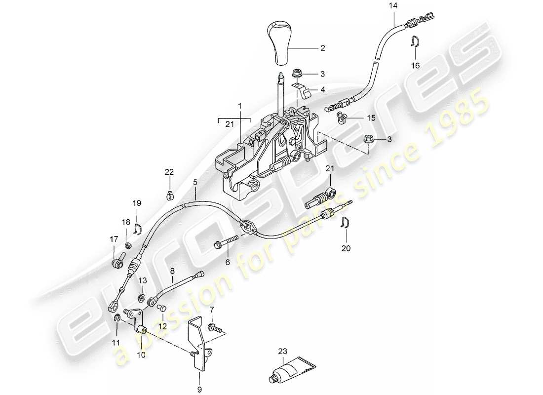 porsche 2003 (986 boxster) selector lever - tiptronic part diagram