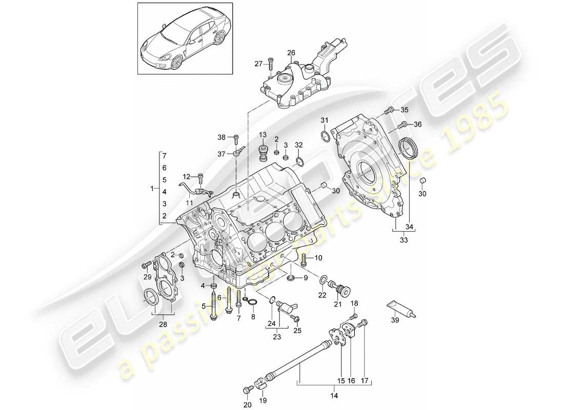 porsche panamera 970 (2012) crankcase parts diagram