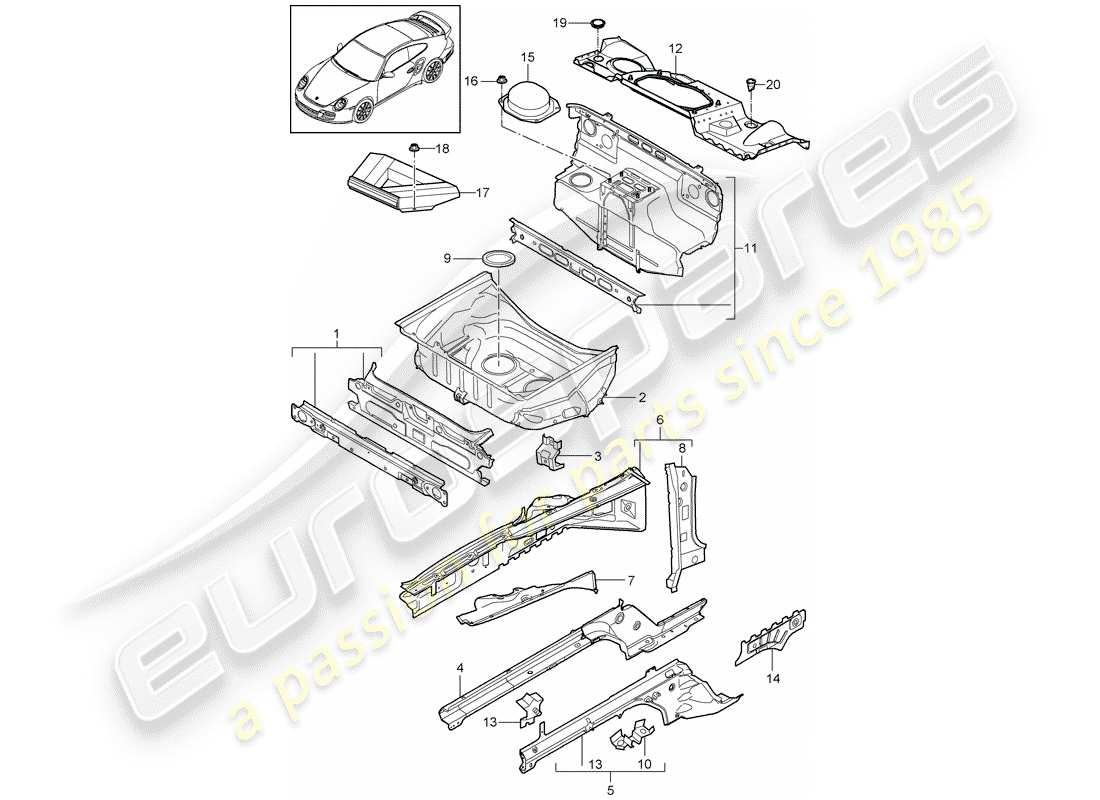 porsche 2011 (997-2 turbo / gt2 rs) front end part diagram
