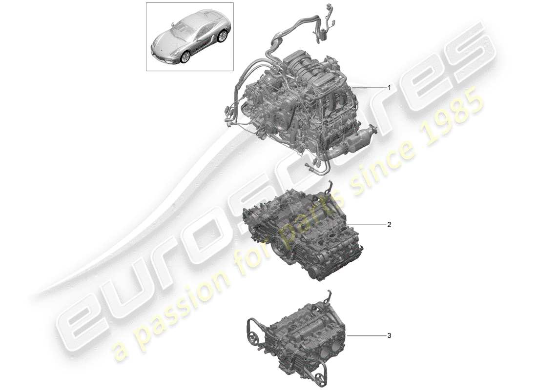 porsche cayman 981 (2014) replacement engine part diagram