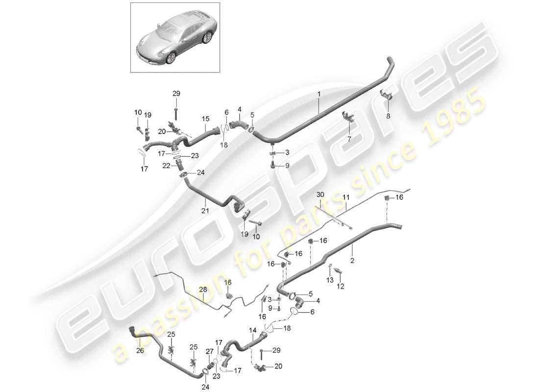 porsche 2017 (991-2) water cooling part diagram