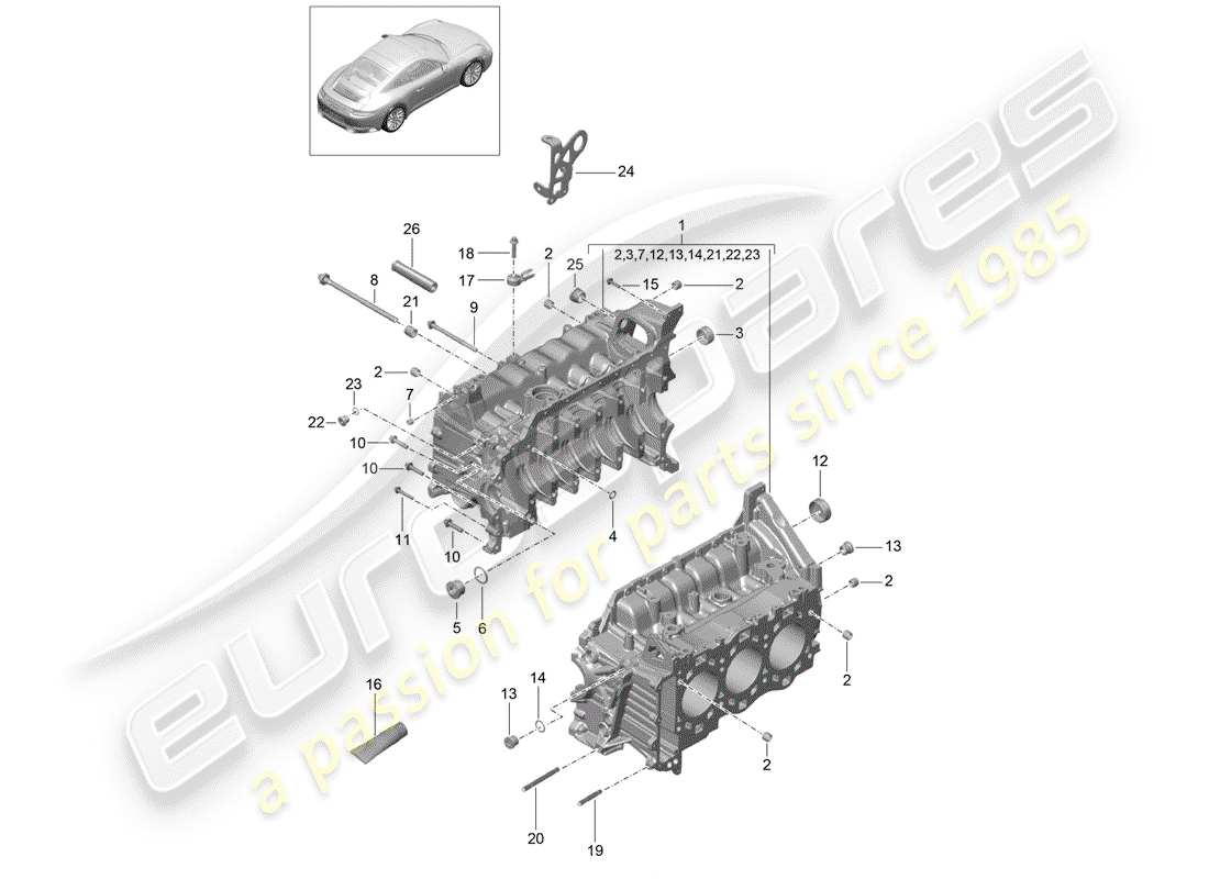 porsche 2017 (991-2) crankcase part diagram