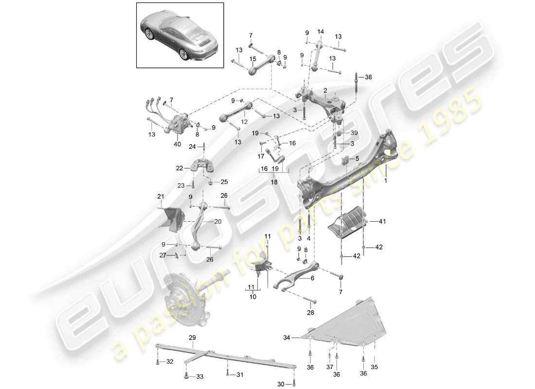 porsche 991 gen. 2 (2017) rear axle parts diagram