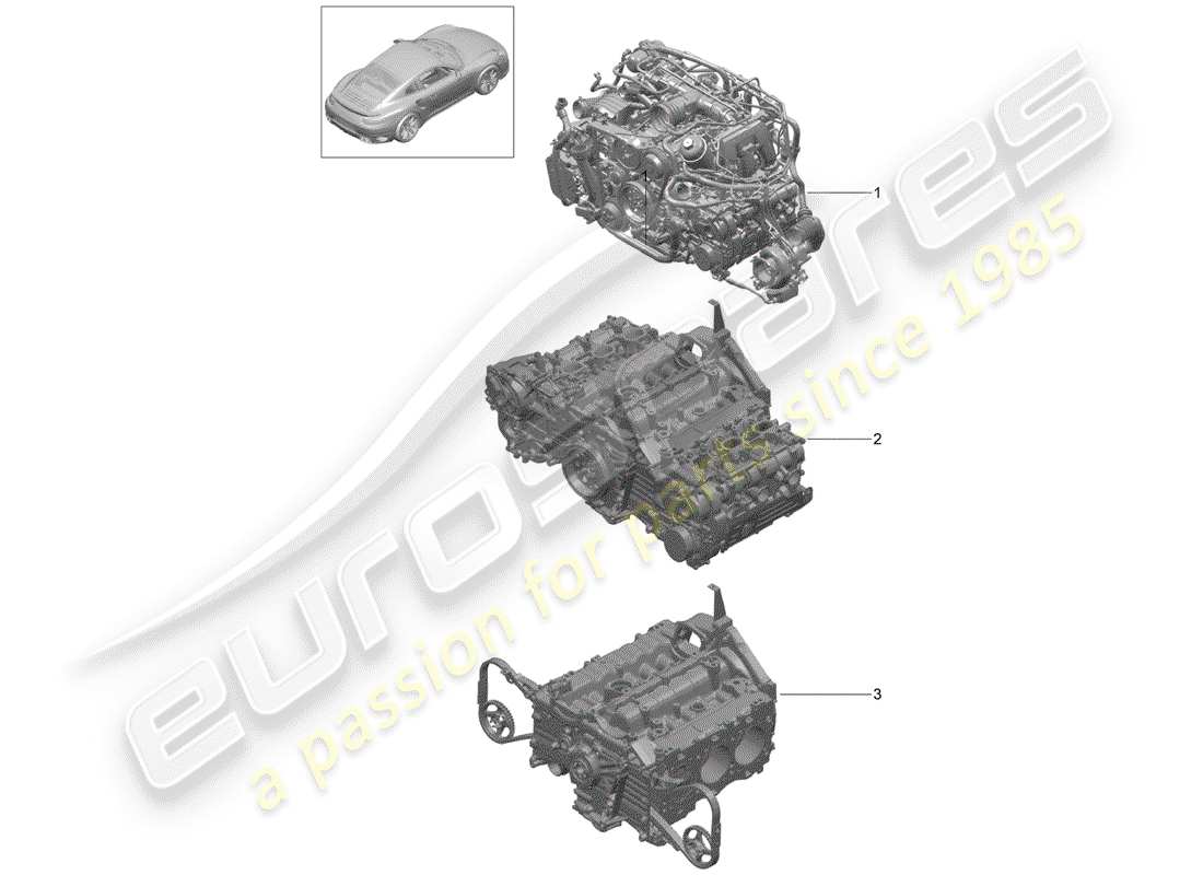 porsche 2017 (991-2 turbo) replacement engine part diagram